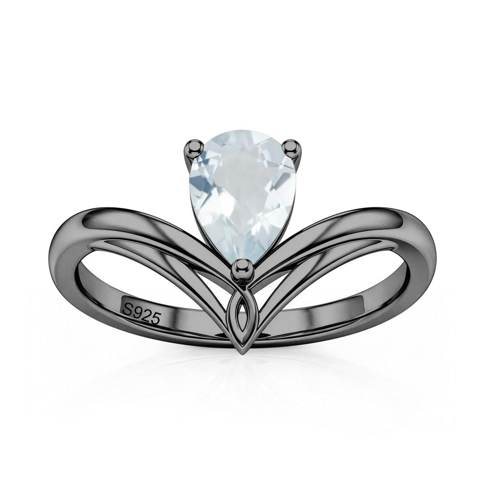 Solitaire Pear Cut Amethyst Chevron Ring - LUO Jewelry #gemstone_Aquamarine