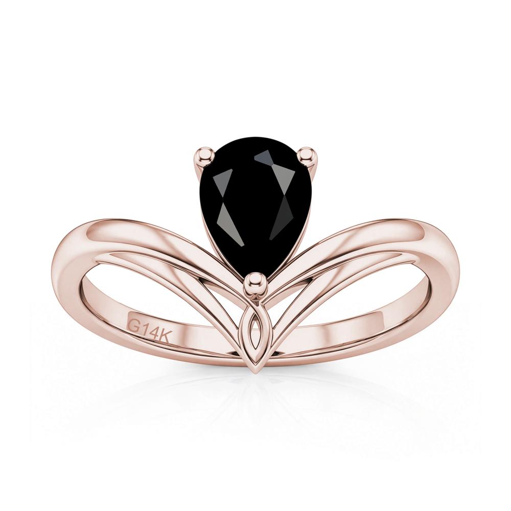 Solitaire Pear Cut Amethyst Chevron Ring - LUO Jewelry #gemstone_Black Spinel
