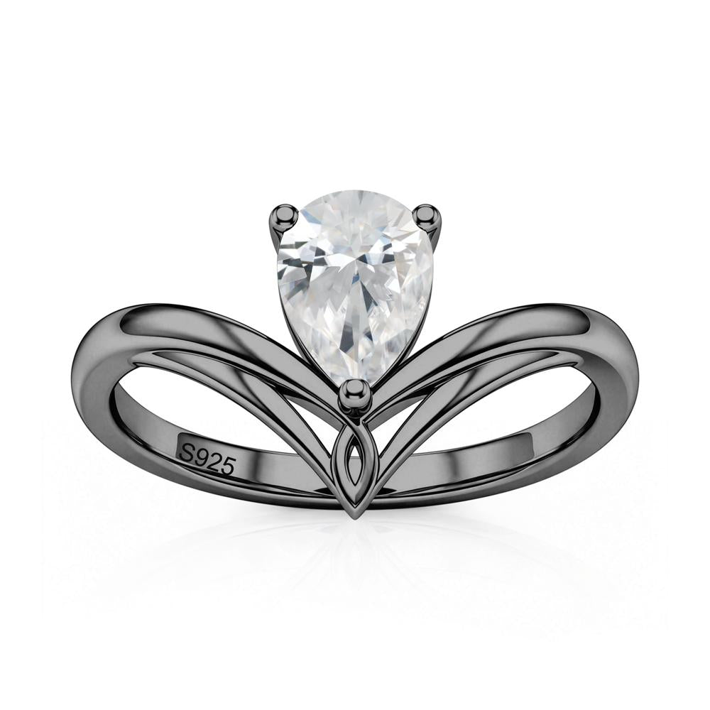 Solitaire Pear Cut Amethyst Chevron Ring - LUO Jewelry #gemstone_Cubic Zirconia