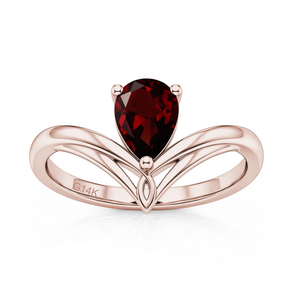 Solitaire Pear Cut Amethyst Chevron Ring - LUO Jewelry #gemstone_Garnet