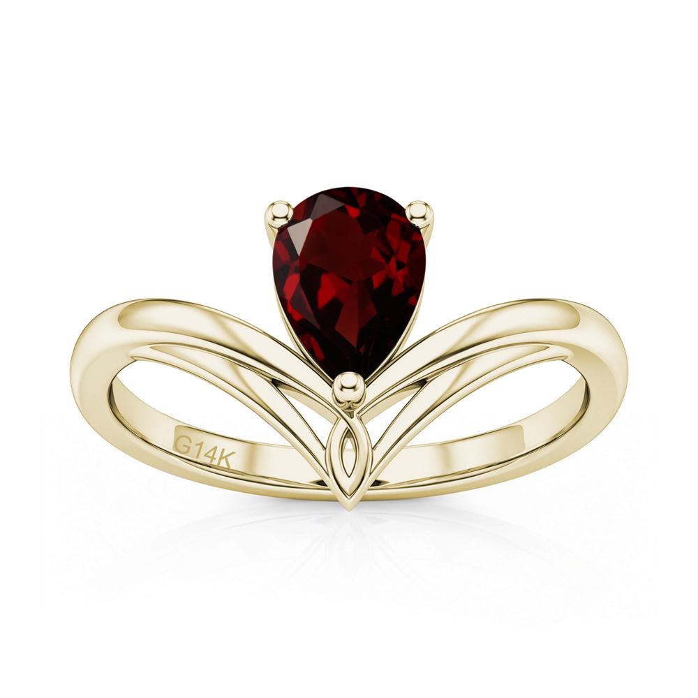 Solitaire Pear Cut Amethyst Chevron Ring - LUO Jewelry #gemstone_Garnet