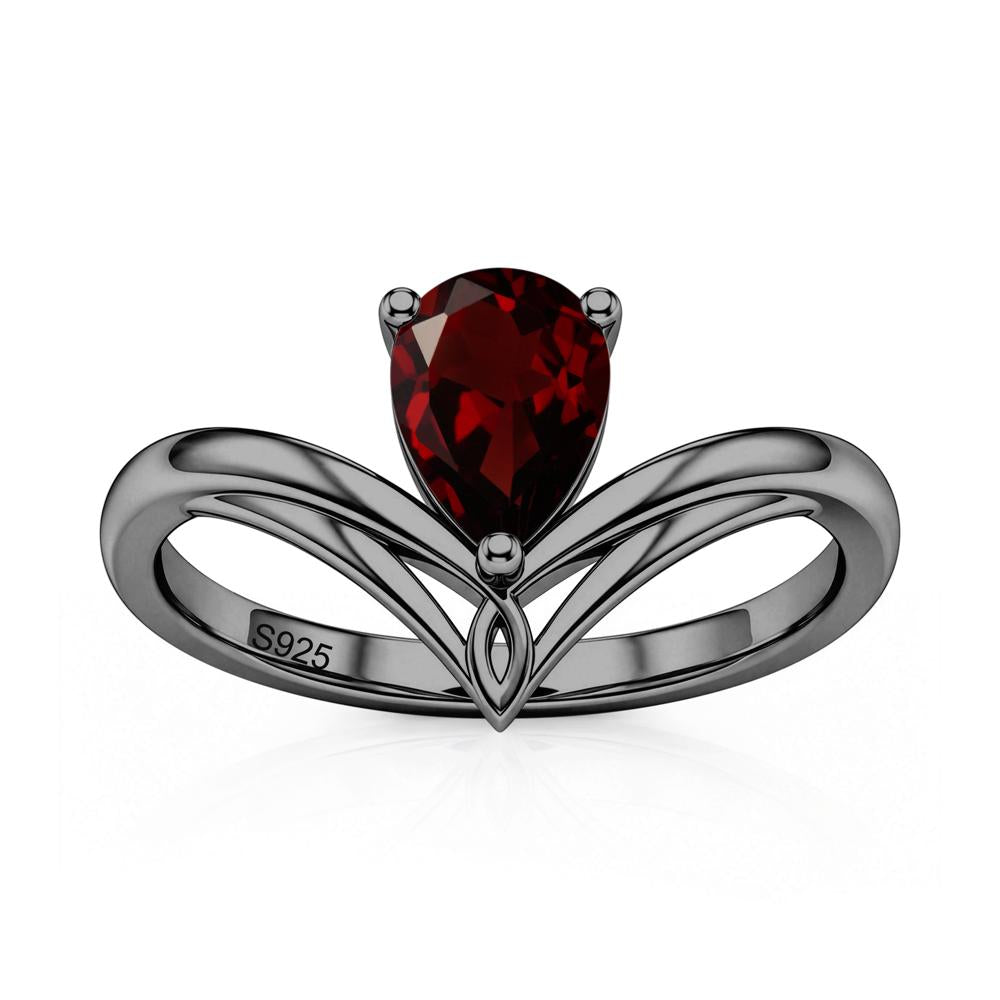 Solitaire Pear Cut Amethyst Chevron Ring - LUO Jewelry #gemstone_Garnet