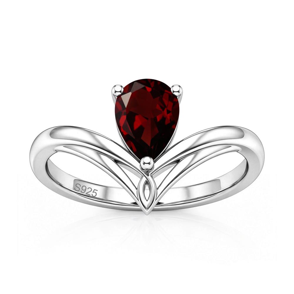 Solitaire Pear Cut Amethyst Chevron Ring - LUO Jewelry #gemstone_Garnet