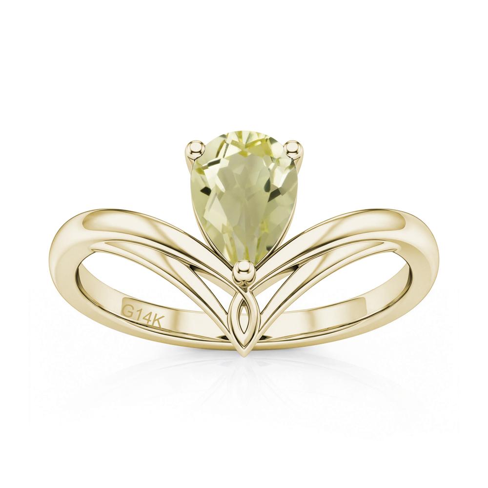 Solitaire Pear Cut Amethyst Chevron Ring - LUO Jewelry #gemstone_Lemon Quartz