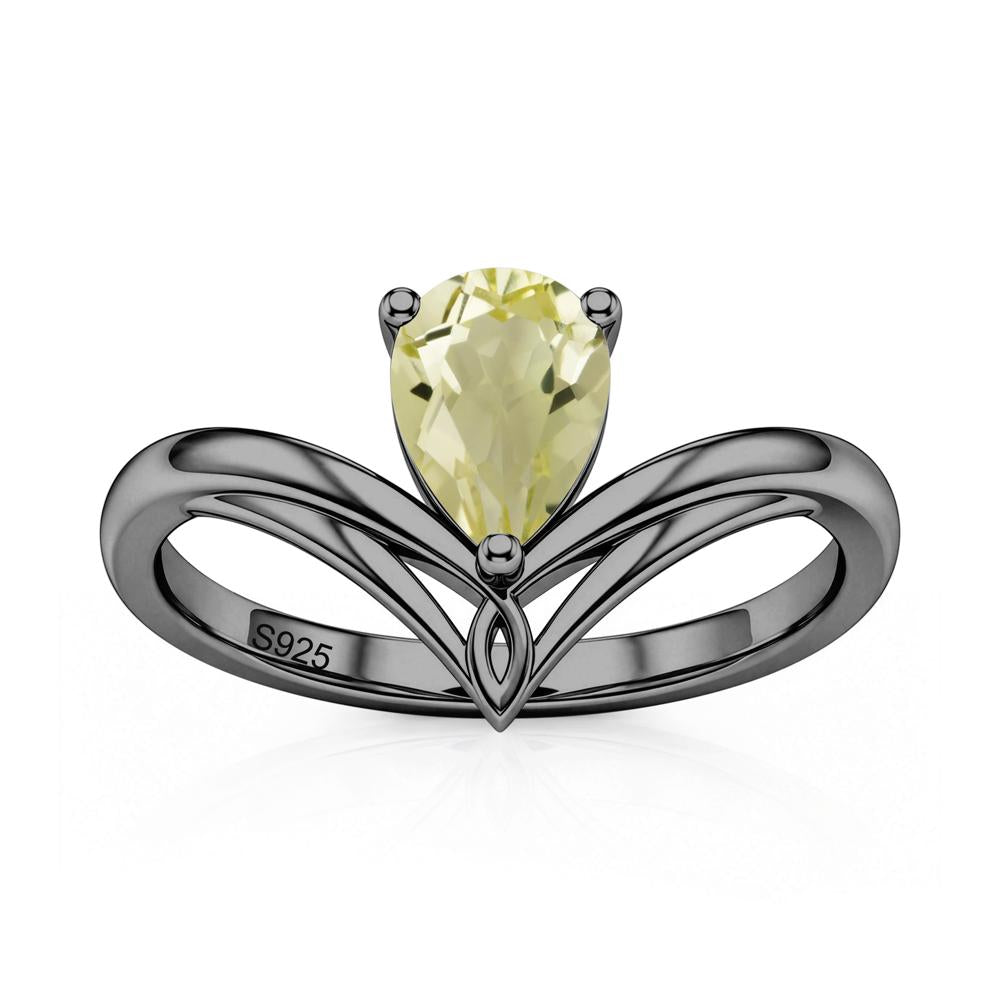 Solitaire Pear Cut Amethyst Chevron Ring - LUO Jewelry #gemstone_Lemon Quartz