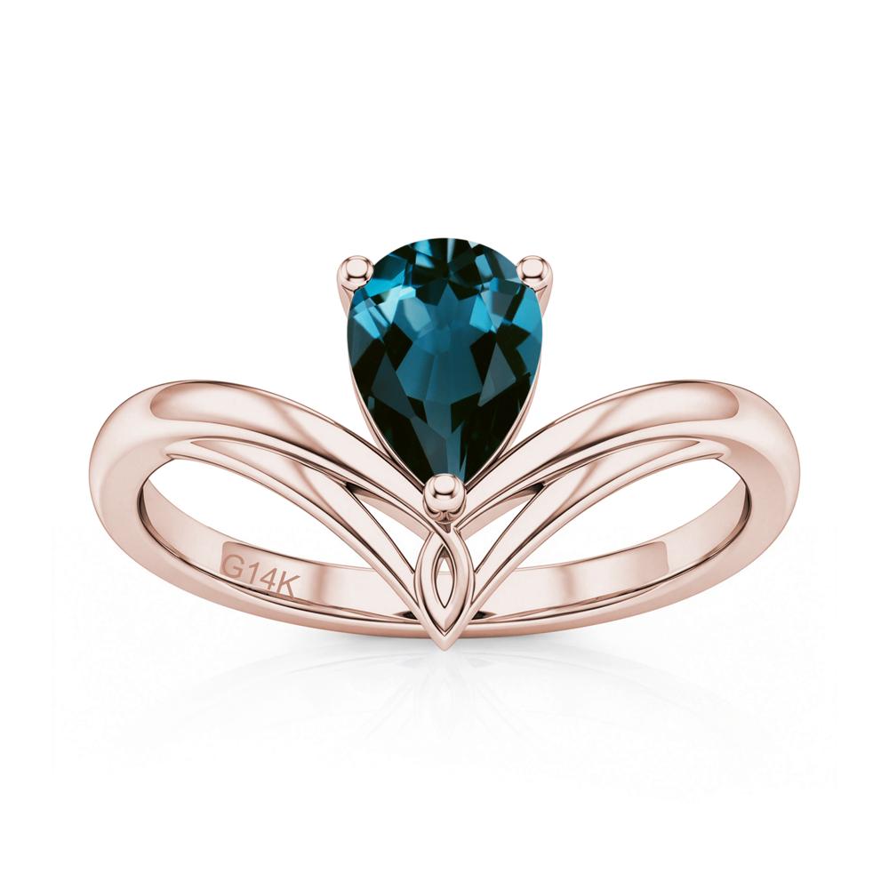 Solitaire Pear Cut Amethyst Chevron Ring - LUO Jewelry #gemstone_London Blue Topaz