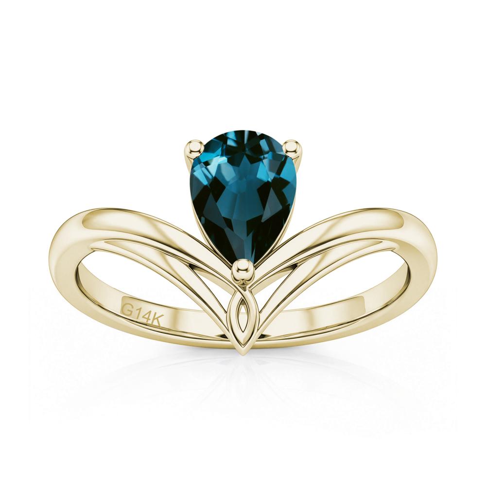 Solitaire Pear Cut Amethyst Chevron Ring - LUO Jewelry #gemstone_London Blue Topaz