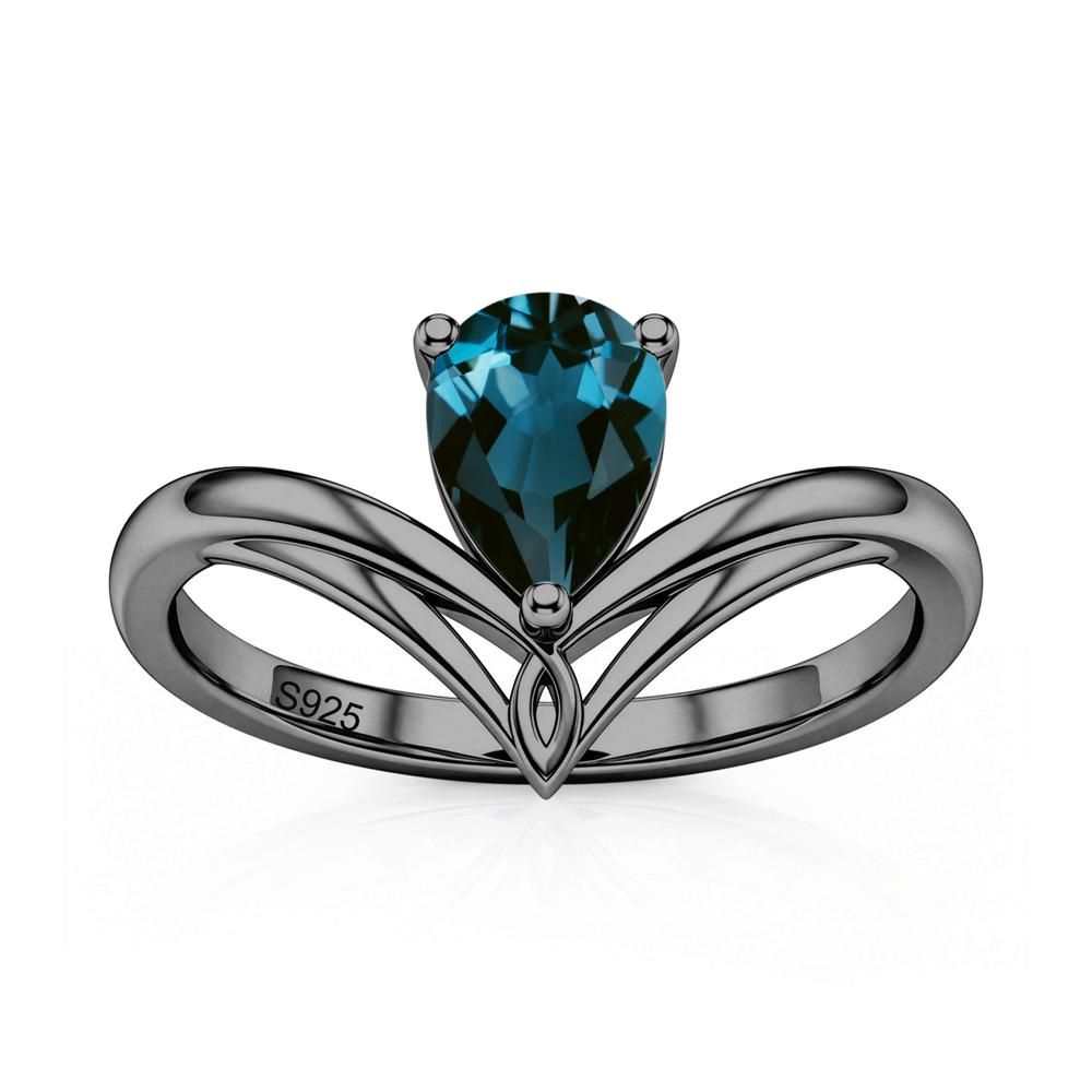 Solitaire Pear Cut Amethyst Chevron Ring - LUO Jewelry #gemstone_London Blue Topaz