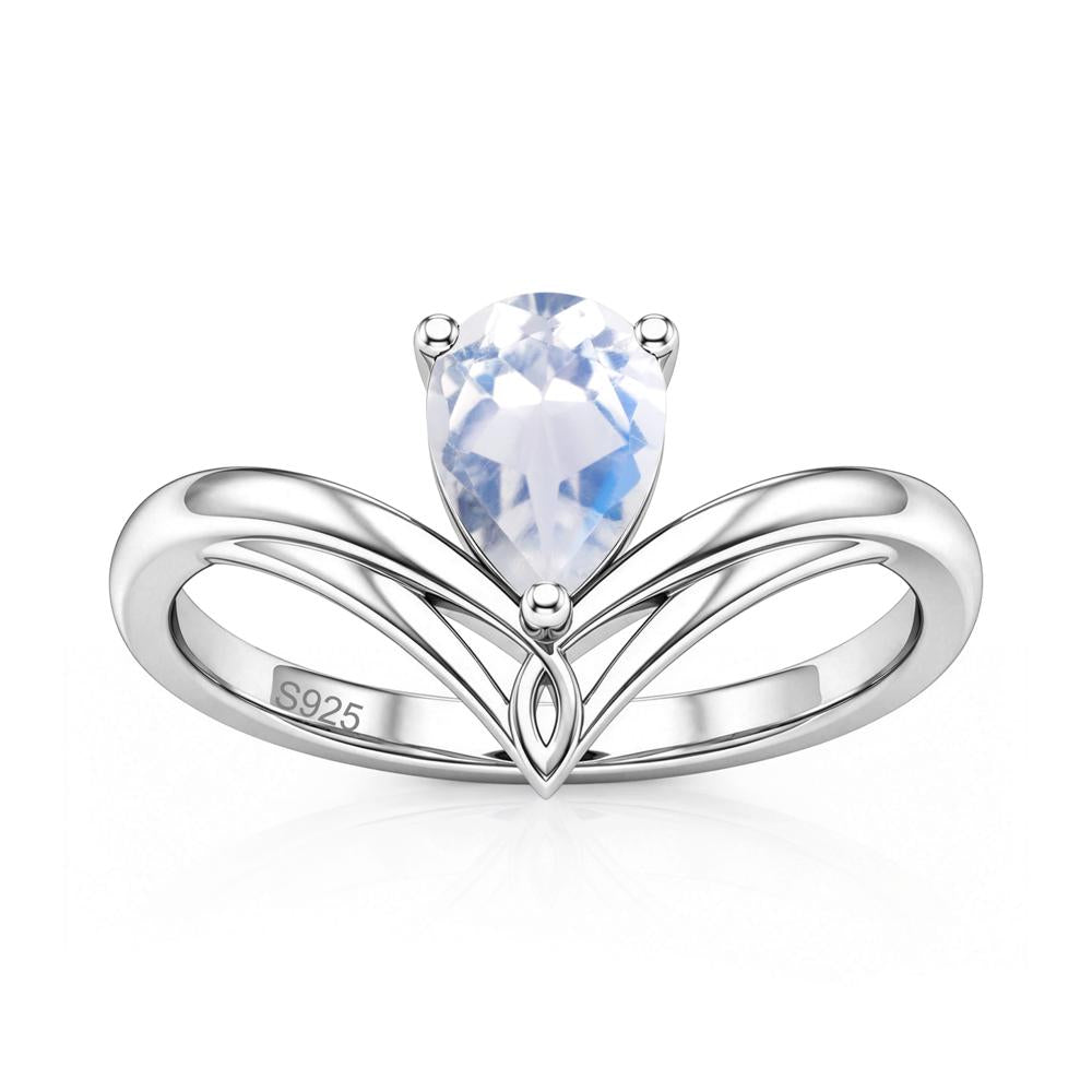 Solitaire Pear Cut Amethyst Chevron Ring - LUO Jewelry #gemstone_Moonstone