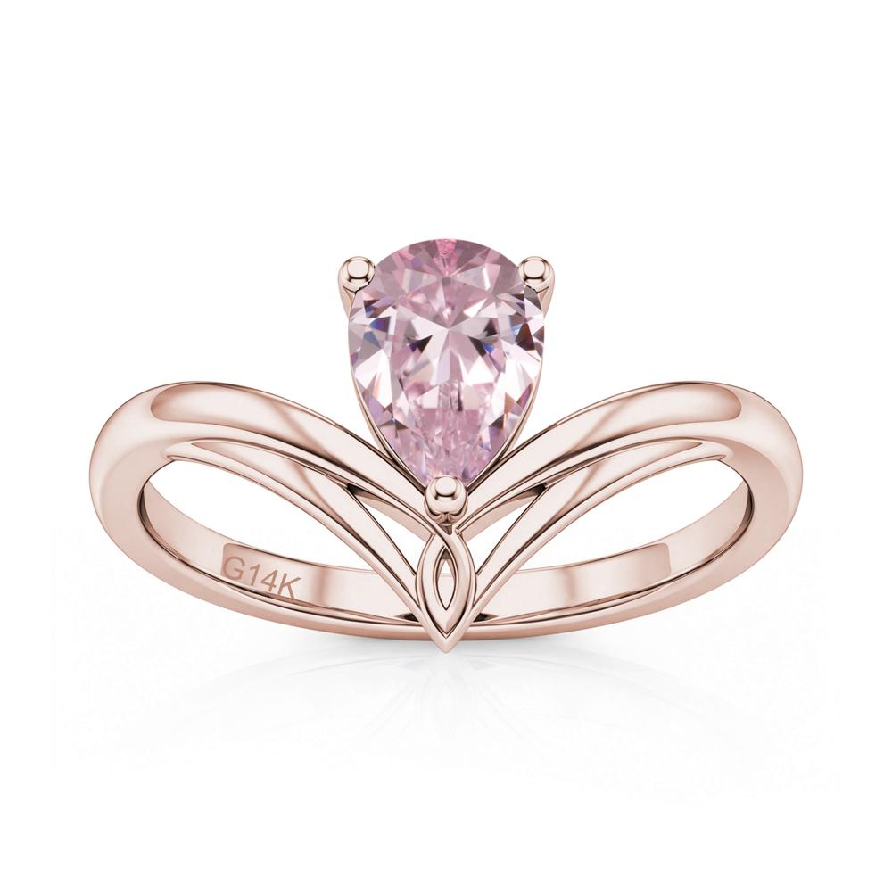 Solitaire Pear Cut Amethyst Chevron Ring - LUO Jewelry #gemstone_Pink Cubic Zirconia