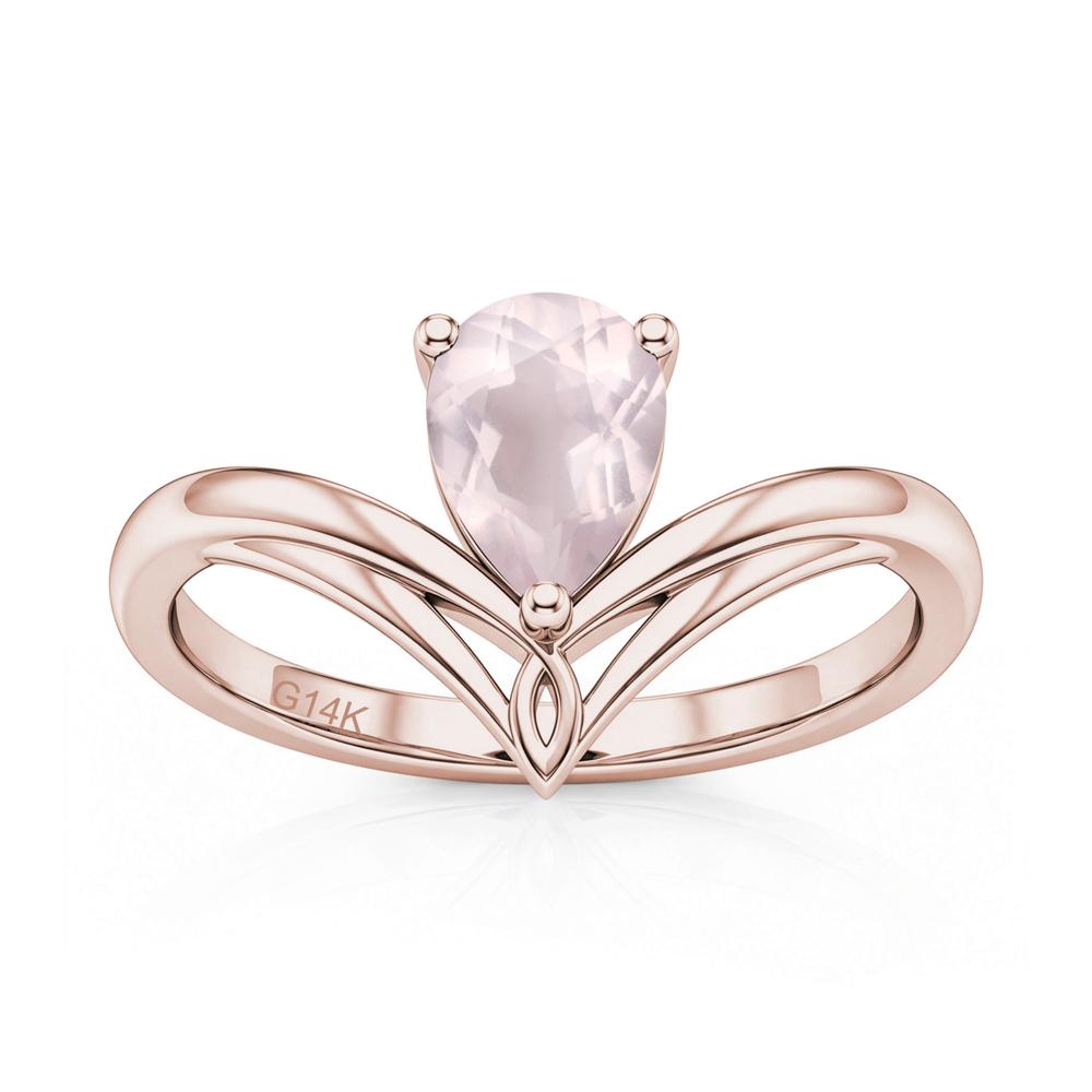 Solitaire Pear Cut Amethyst Chevron Ring - LUO Jewelry #gemstone_Rose Quartz