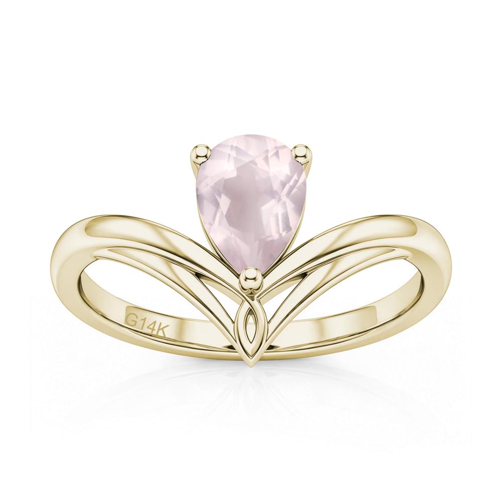 Solitaire Pear Cut Amethyst Chevron Ring - LUO Jewelry #gemstone_Rose Quartz
