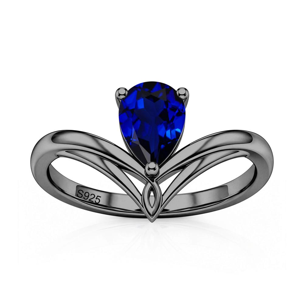 Solitaire Pear Cut Amethyst Chevron Ring - LUO Jewelry #gemstone_Sapphire