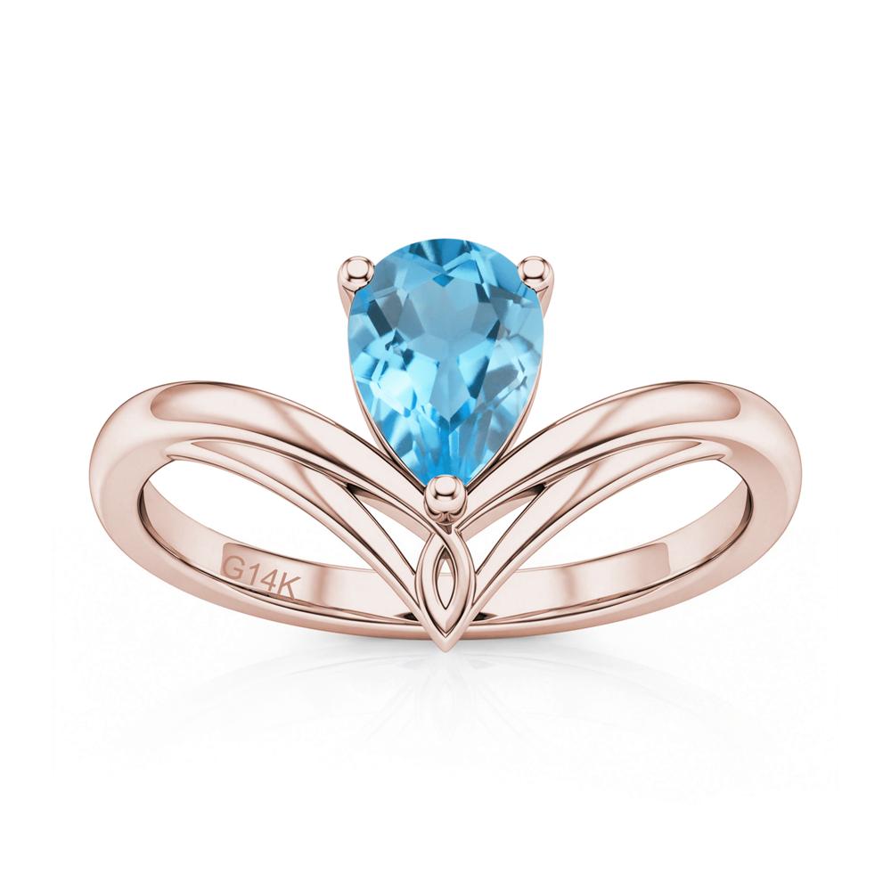 Solitaire Pear Cut Amethyst Chevron Ring - LUO Jewelry #gemstone_Swiss Blue Topaz