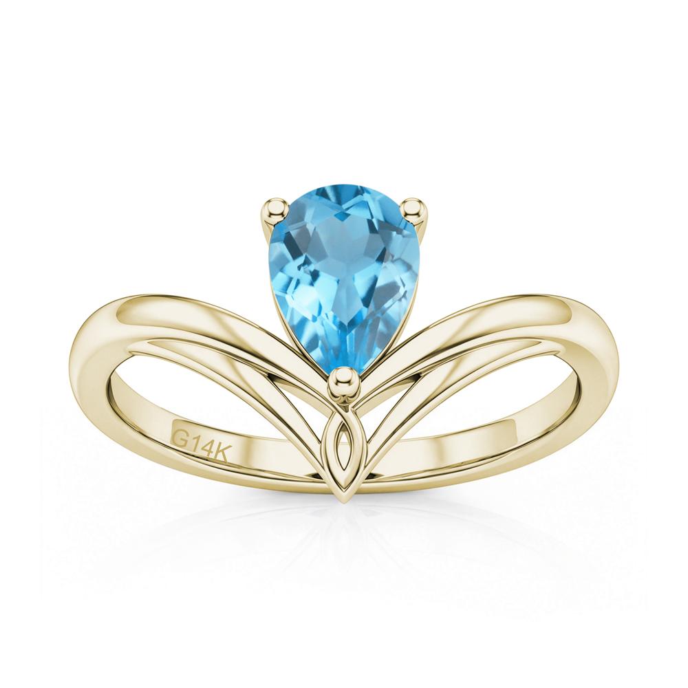 Solitaire Pear Cut Amethyst Chevron Ring - LUO Jewelry #gemstone_Swiss Blue Topaz