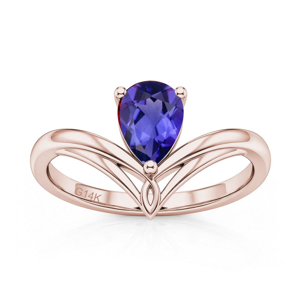 Solitaire Pear Cut Amethyst Chevron Ring - LUO Jewelry #gemstone_Tanzanite