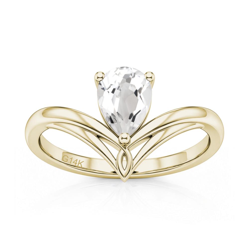 Solitaire Pear Cut Amethyst Chevron Ring - LUO Jewelry #gemstone_White Topaz
