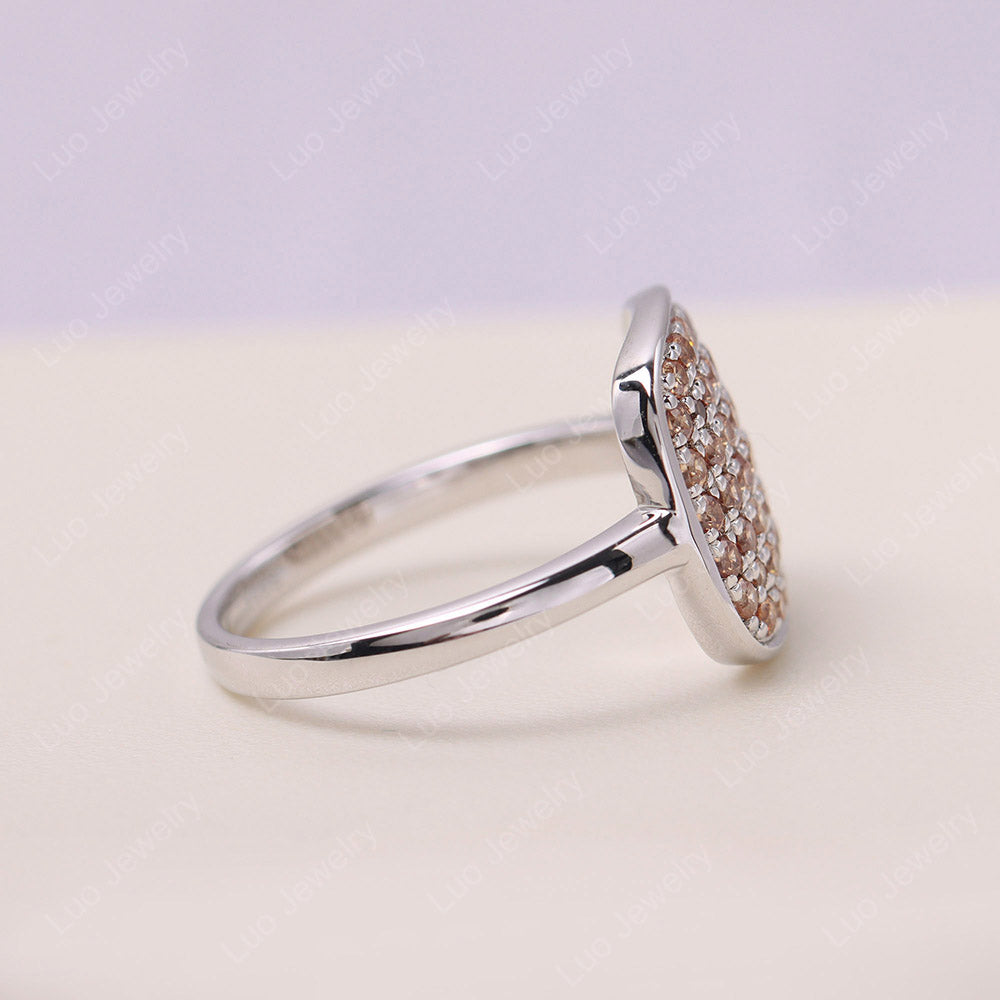 Kissen form Pave Champagner Zirkonia Ring