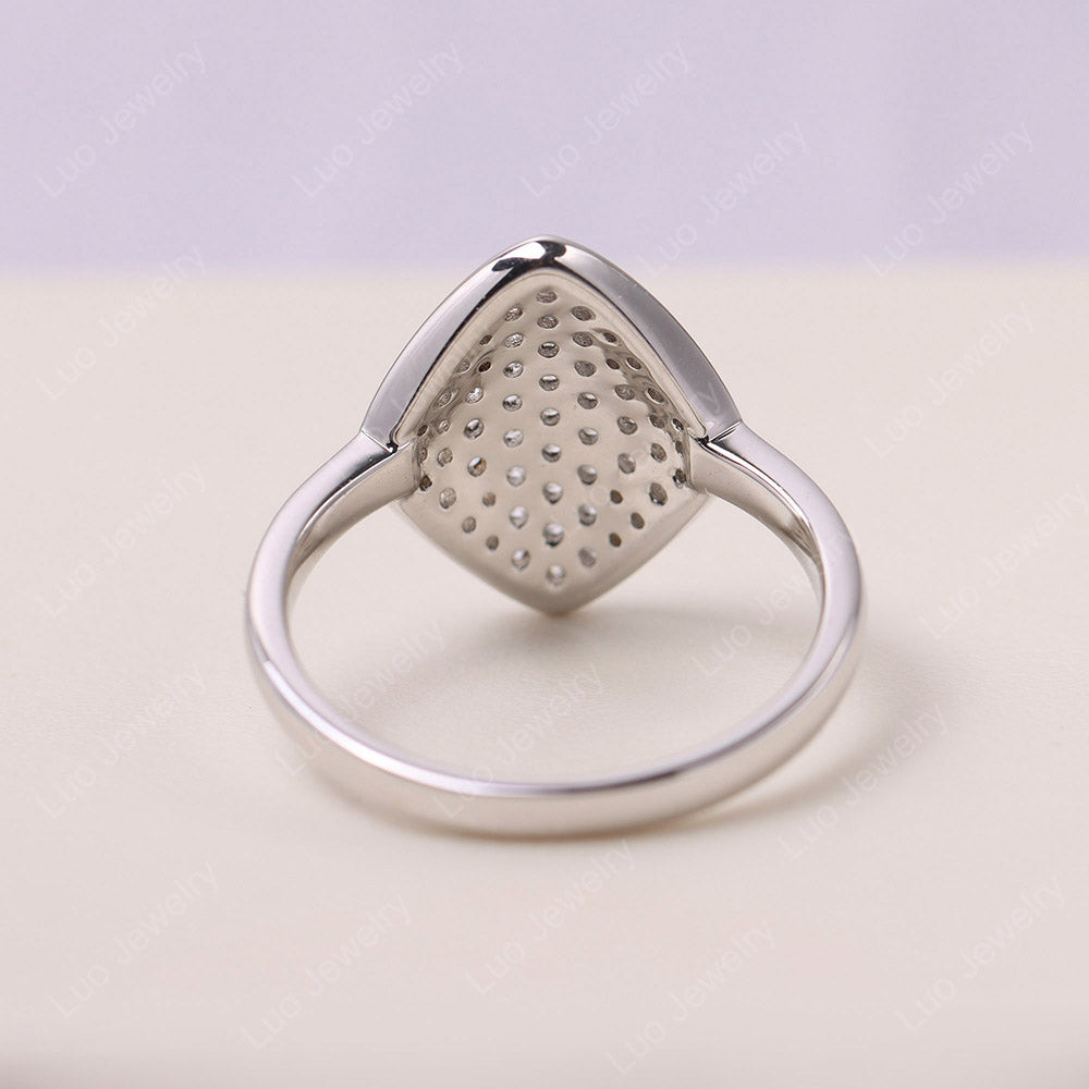 Kite Cushion Shape Cubic Zirconia Pave Ring