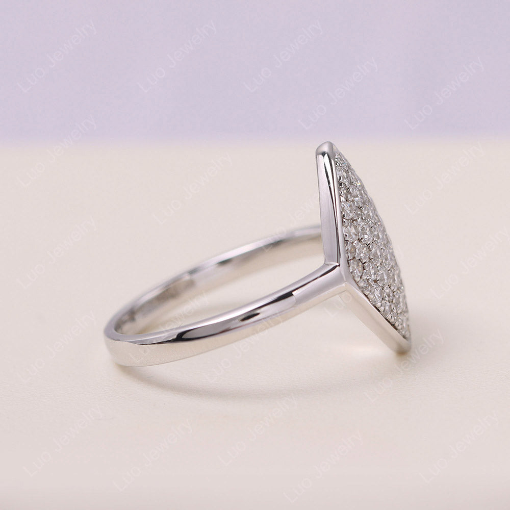 Kite Cushion Shape Cubic Zirconia Pave Ring