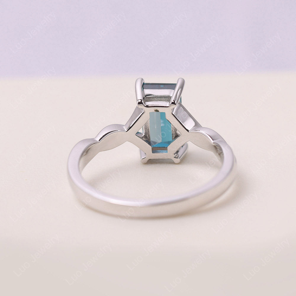 Solitaire Baguette Cut London Blue Topaz twised Ring