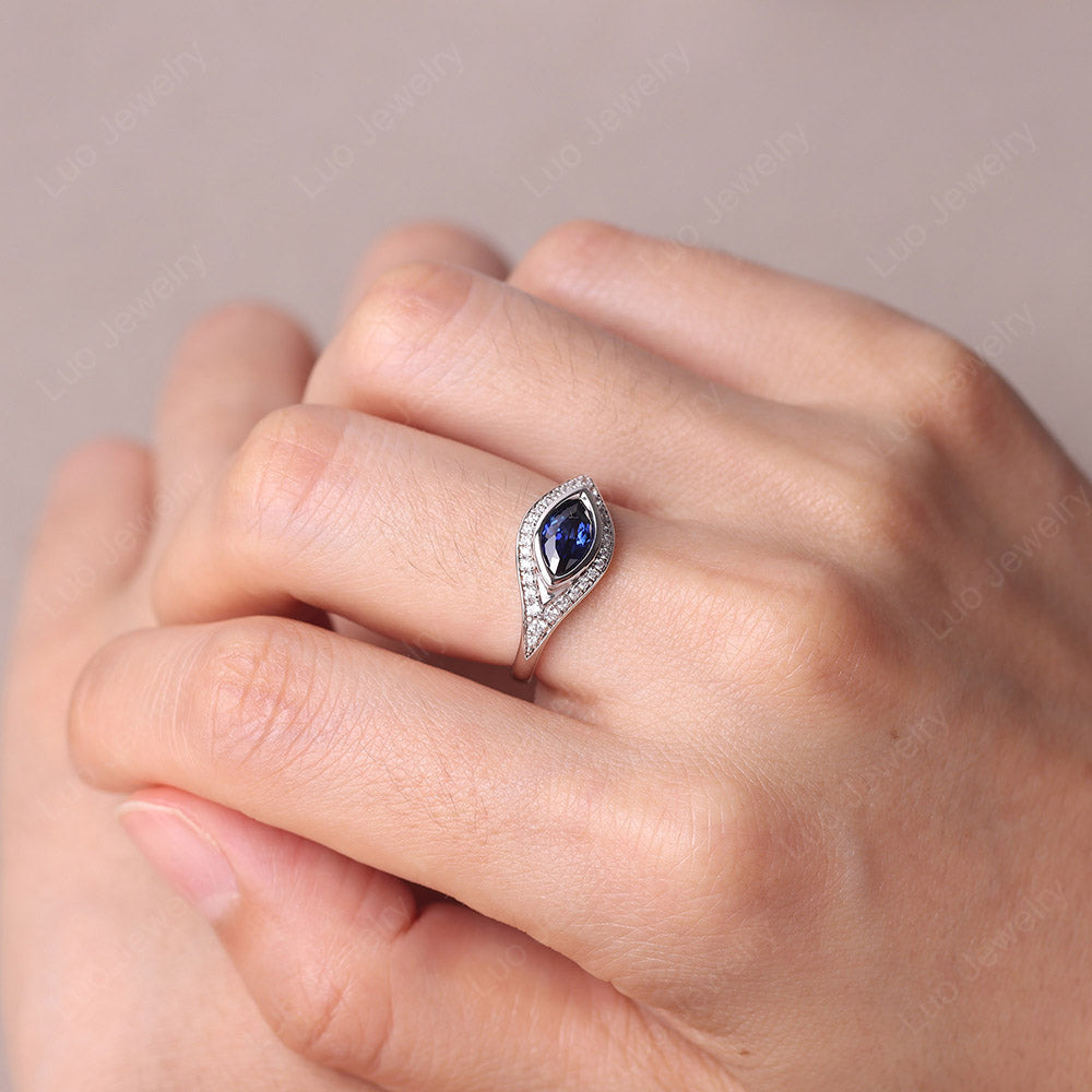 Evil Eye Bezel Set Sapphire Ring