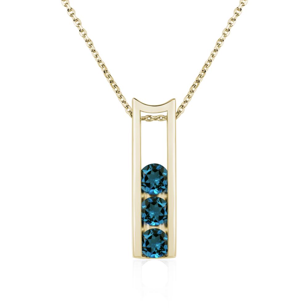 London Blue Topaz 3 Stones Mothers Necklace - LUO Jewelry #metal_14k yellow gold