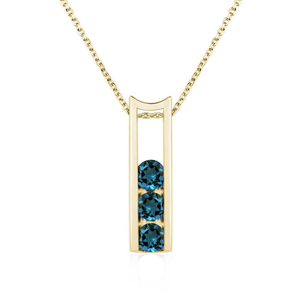London Blue Topaz 3 Stones Mothers Necklace - LUO Jewelry #metal_18k yellow gold