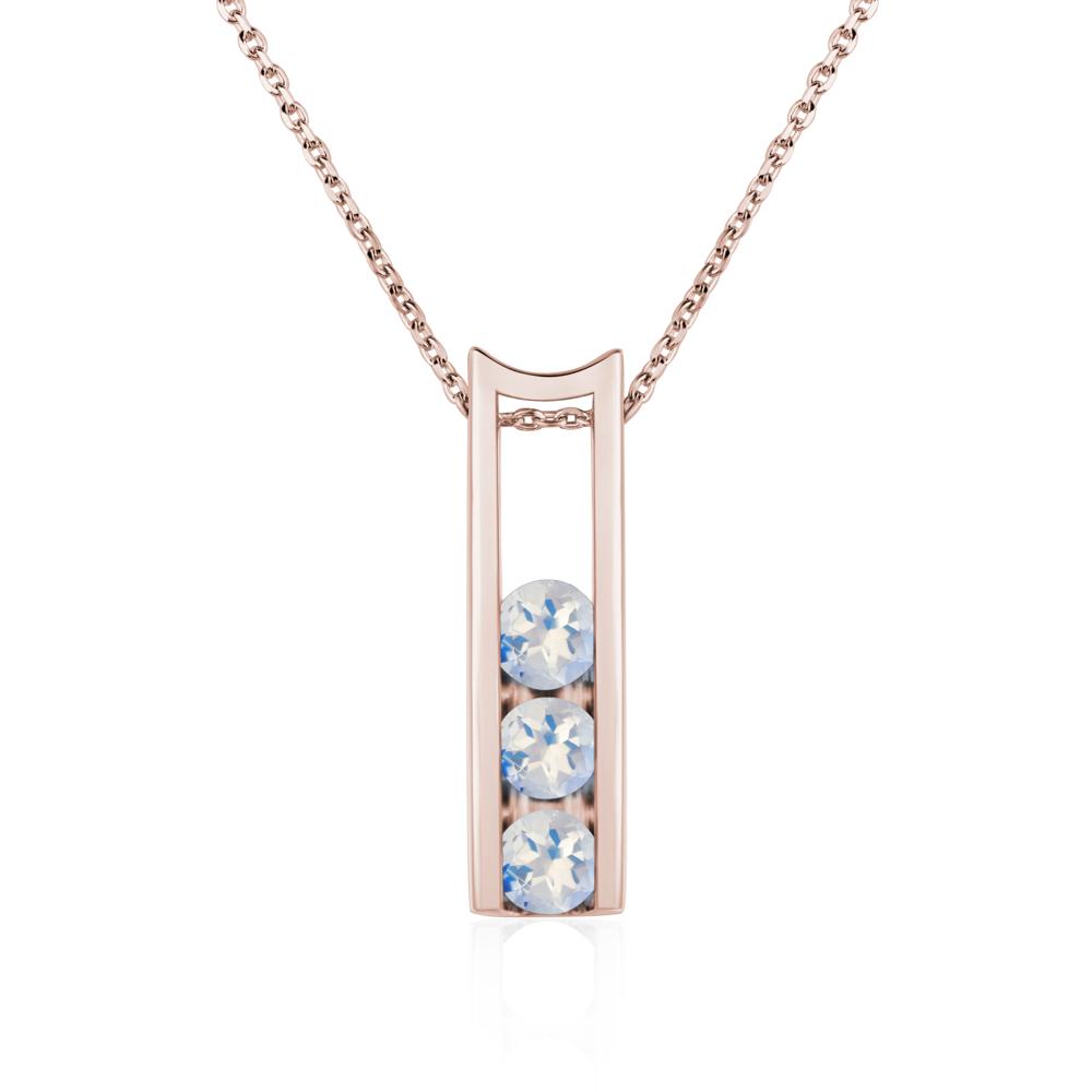 Moonstone Three Stone Necklace - LUO Jewelry #metal_14k rose gold