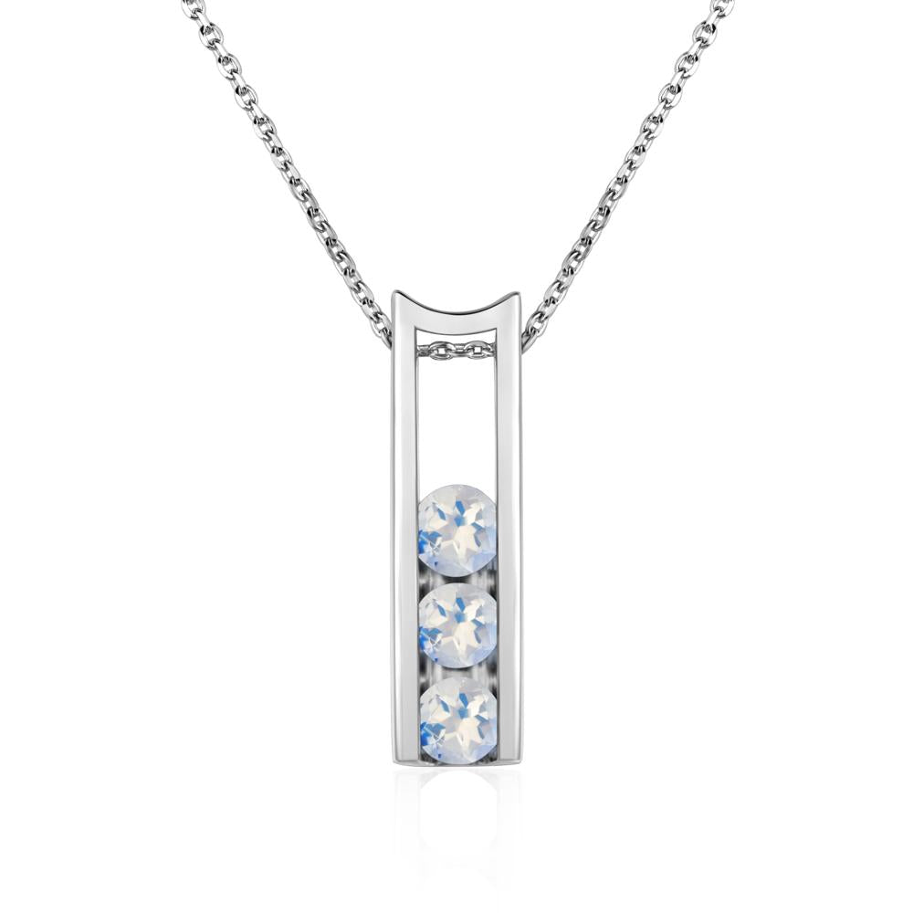 Moonstone Three Stone Necklace - LUO Jewelry #metal_14k white gold