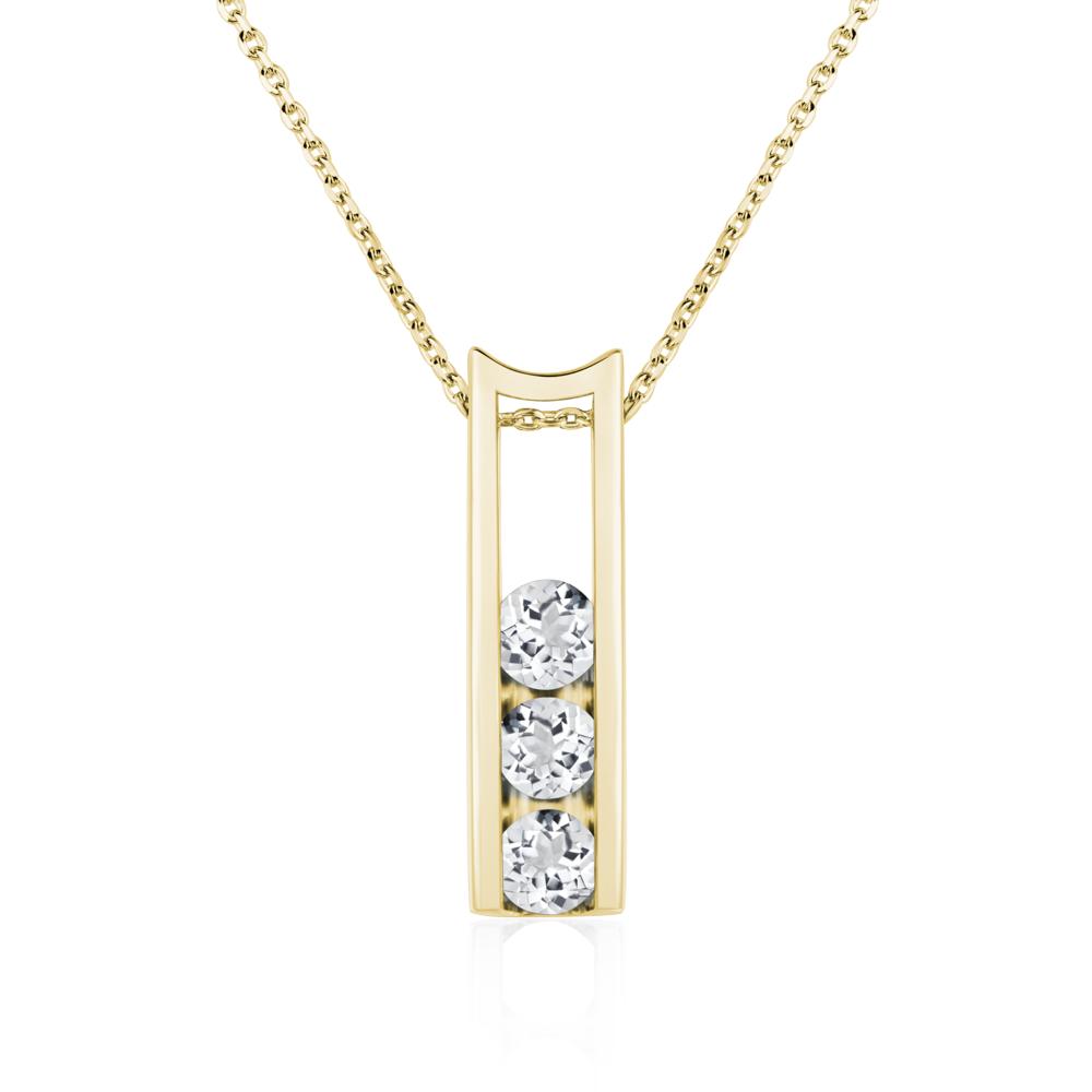 White Topaz 3 Stones Mothers Necklace - LUO Jewelry #metal_18k yellow gold