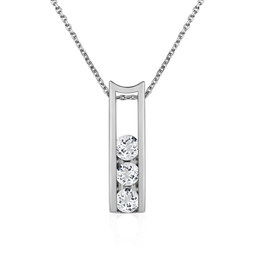 White Topaz 3 Stones Mothers Necklace - LUO Jewelry #metal_platinum