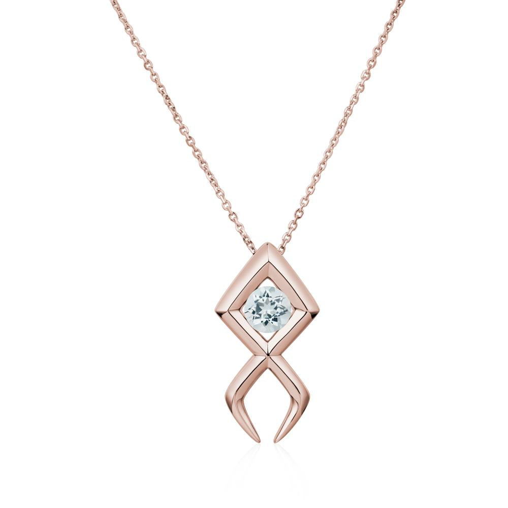 Jesus Fish Aquamarine Necklace | LUO Jewelry #metal_14k rose gold
