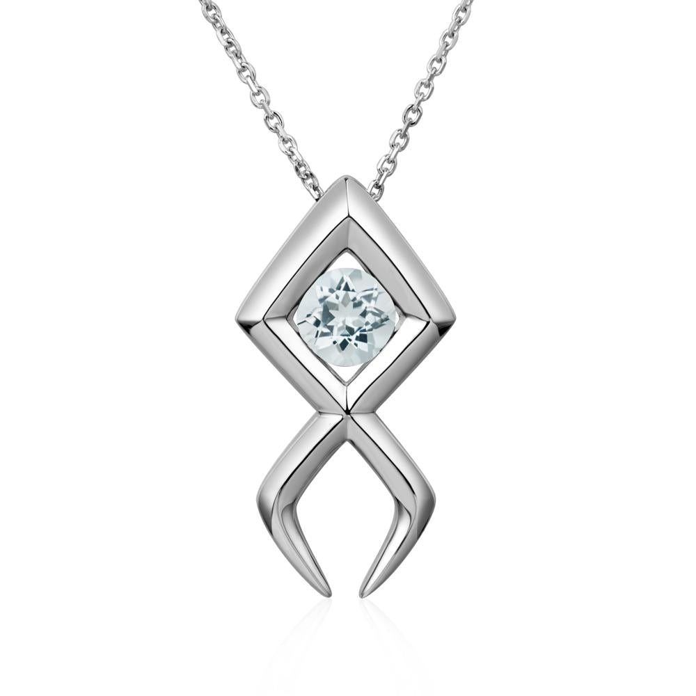 Jesus Fish Aquamarine Necklace - LUO Jewelry #metal_14k white gold