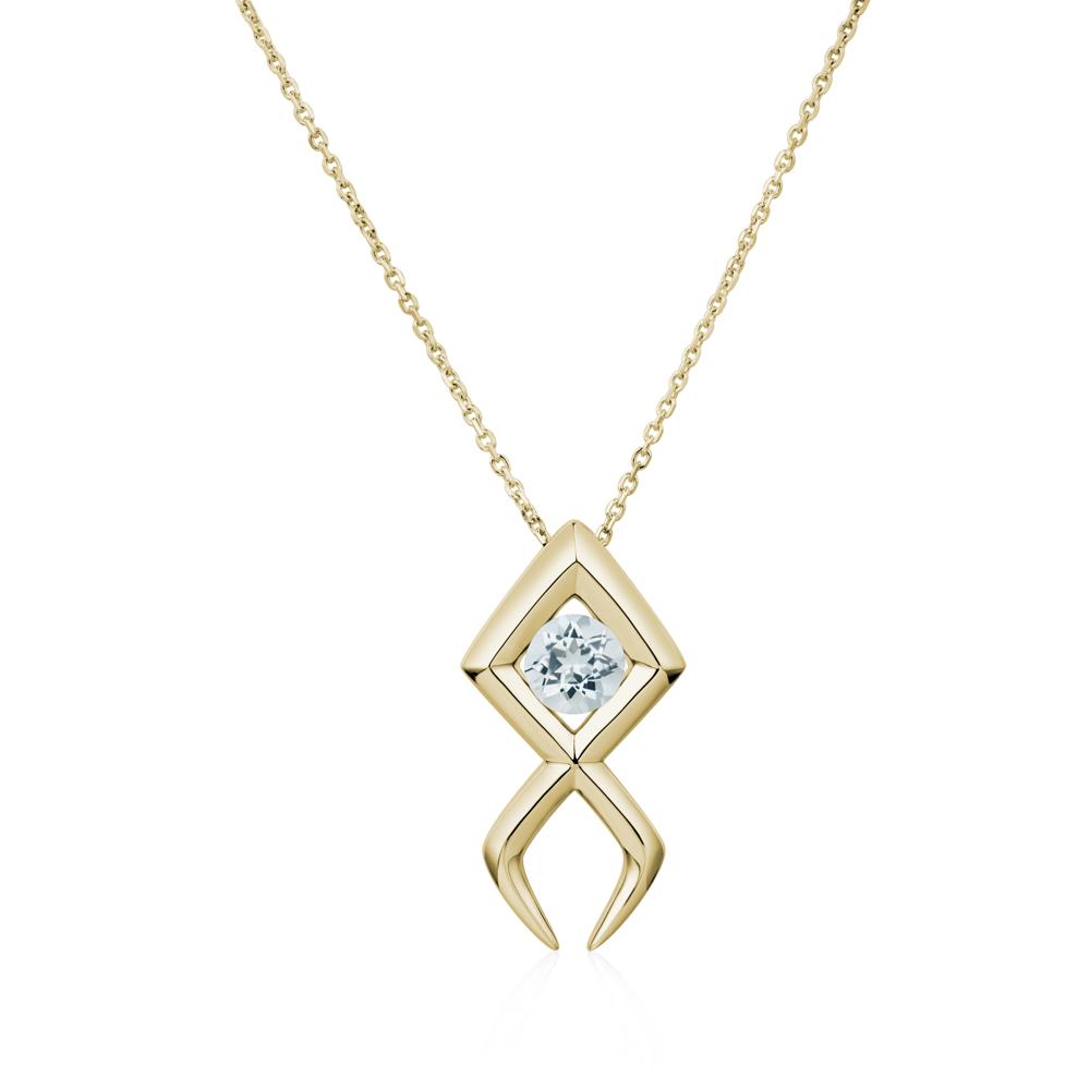 Jesus Fish Aquamarine Necklace | LUO Jewelry #metal_14k yellow gold