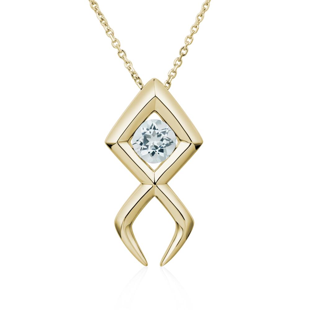 Jesus Fish Aquamarine Necklace - LUO Jewelry #metal_14k yellow gold