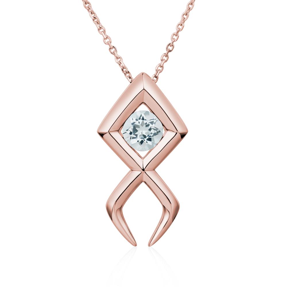 Jesus Fish Aquamarine Necklace - LUO Jewelry #metal_18k rose gold