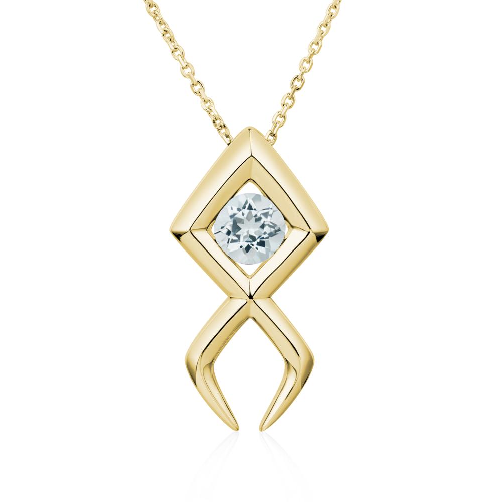 Jesus Fish Aquamarine Necklace - LUO Jewelry #metal_18k yellow gold