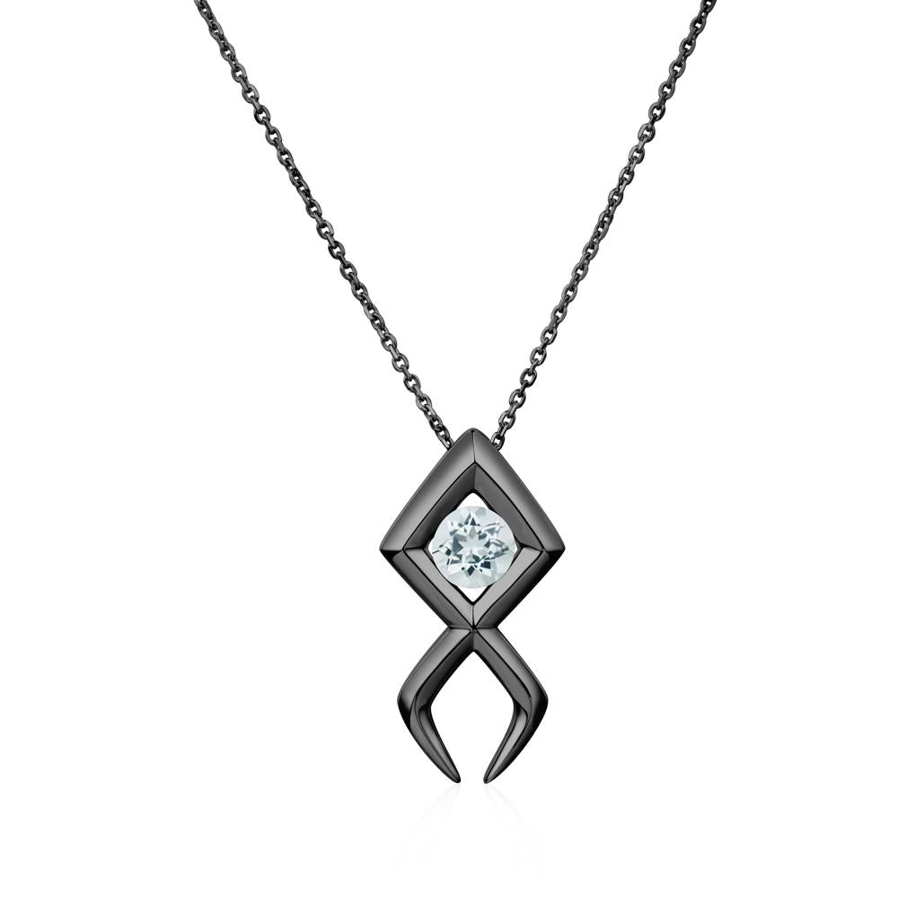 Jesus Fish Aquamarine Necklace | LUO Jewelry #metal_black finish sterling silver