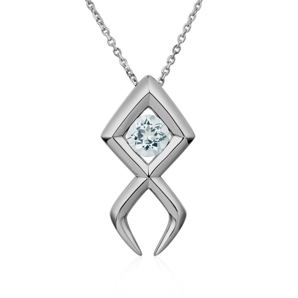 Jesus Fish Aquamarine Necklace - LUO Jewelry #metal_platinum