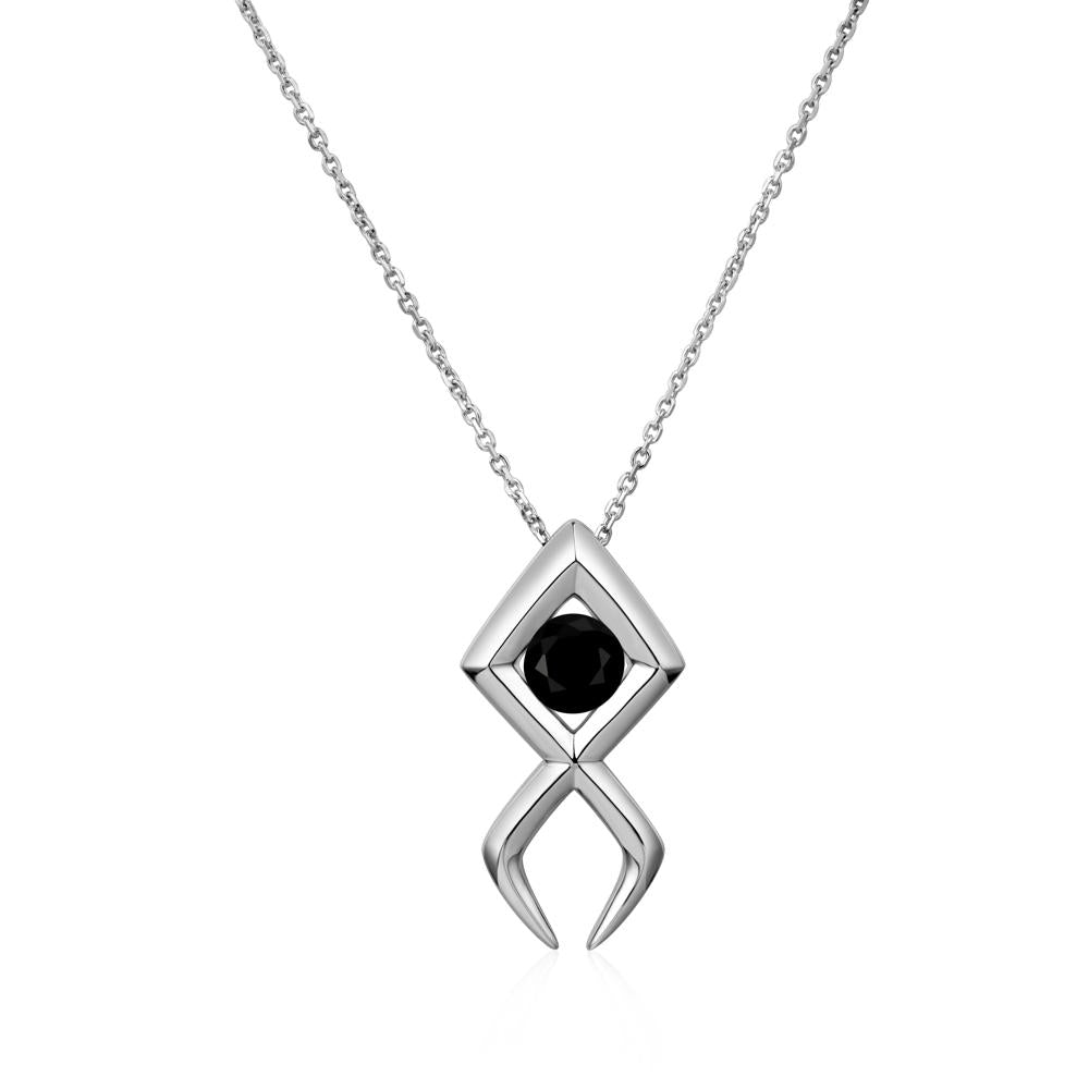 Jesus Fish Black Spinel Necklace | LUO Jewelry #metal_14k white gold