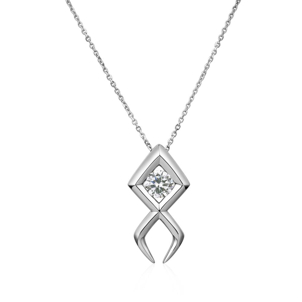 Jesus Fish Cubic Zirconia Necklace | LUO Jewelry #metal_18k white gold