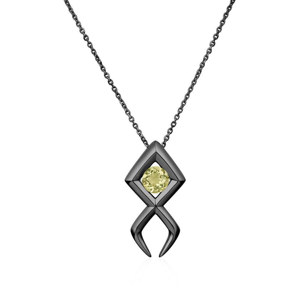 Jesus Fish Lemon Quartz Necklace | LUO Jewelry #metal_black finish sterling silver