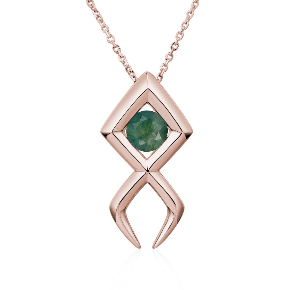 Jesus Fish Moss Agate Necklace | LUO Jewelry #metal_14k rose gold