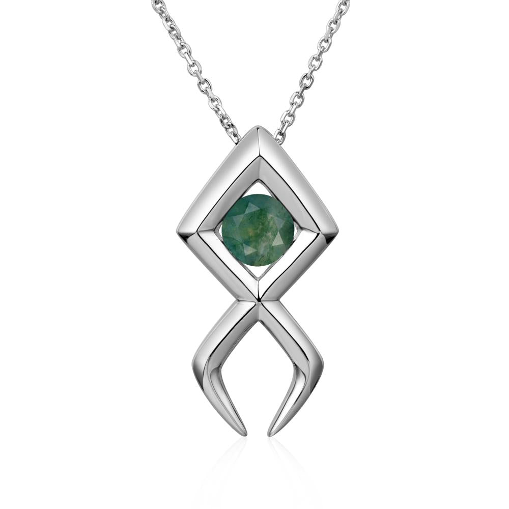 Jesus Fish Moss Agate Necklace | LUO Jewelry #metal_14k white gold