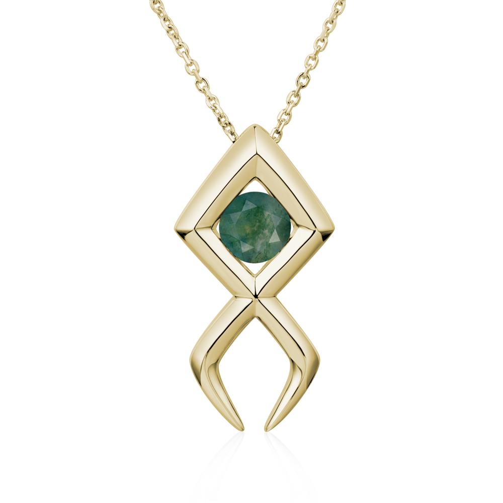 Jesus Fish Moss Agate Necklace | LUO Jewelry #metal_14k yellow gold