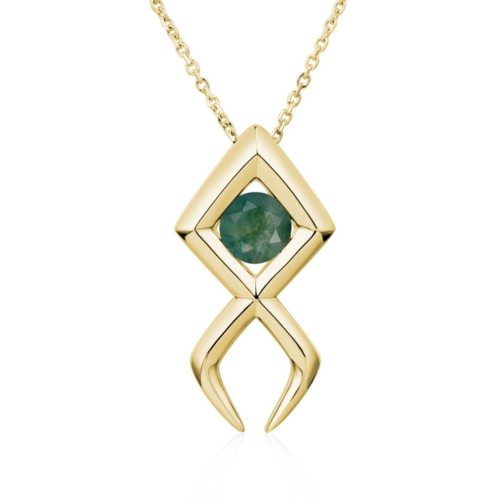 Jesus Fish Moss Agate Necklace | LUO Jewelry #metal_18k yellow gold