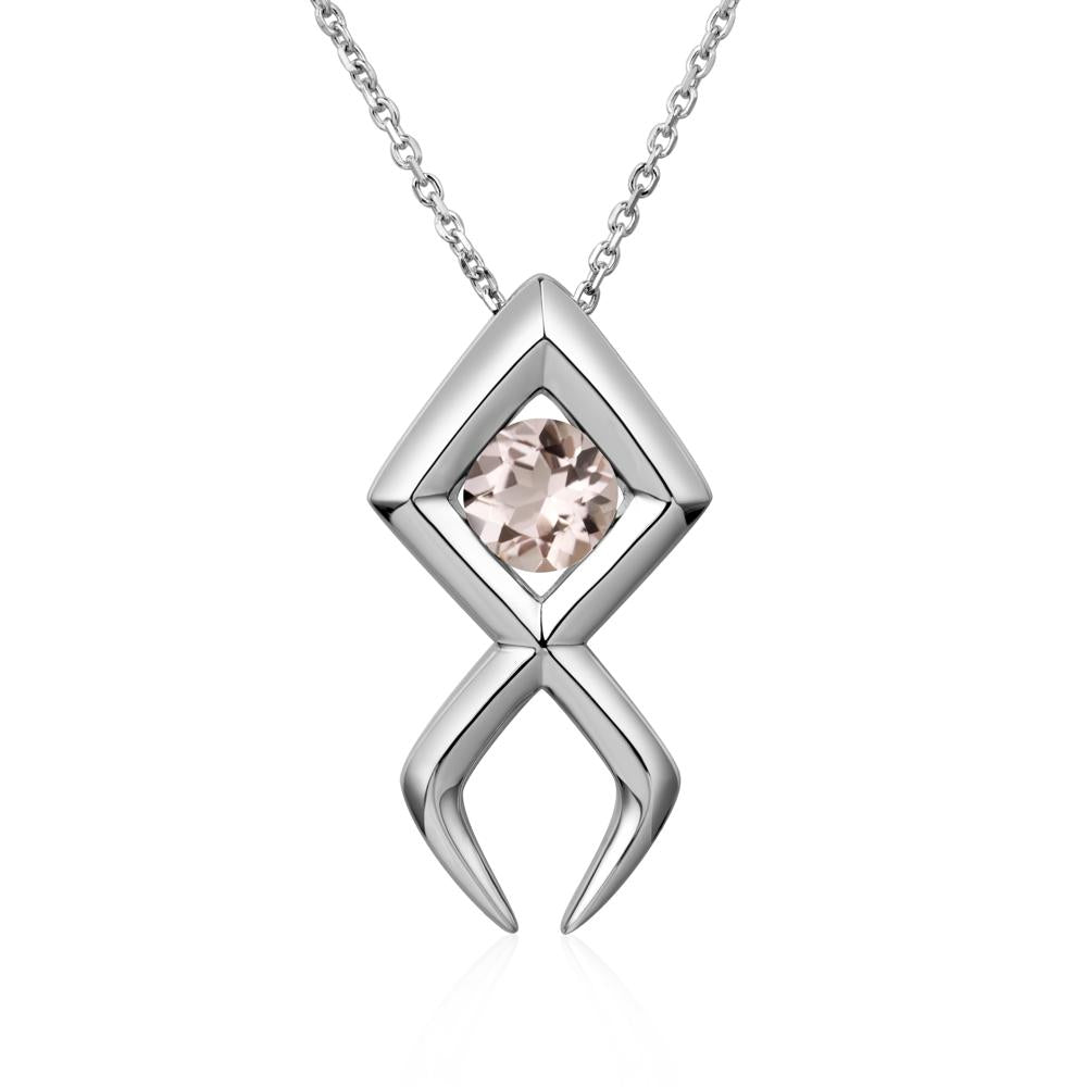 Jesus Fish Morganite Necklace - LUO Jewelry #metal_14k white gold