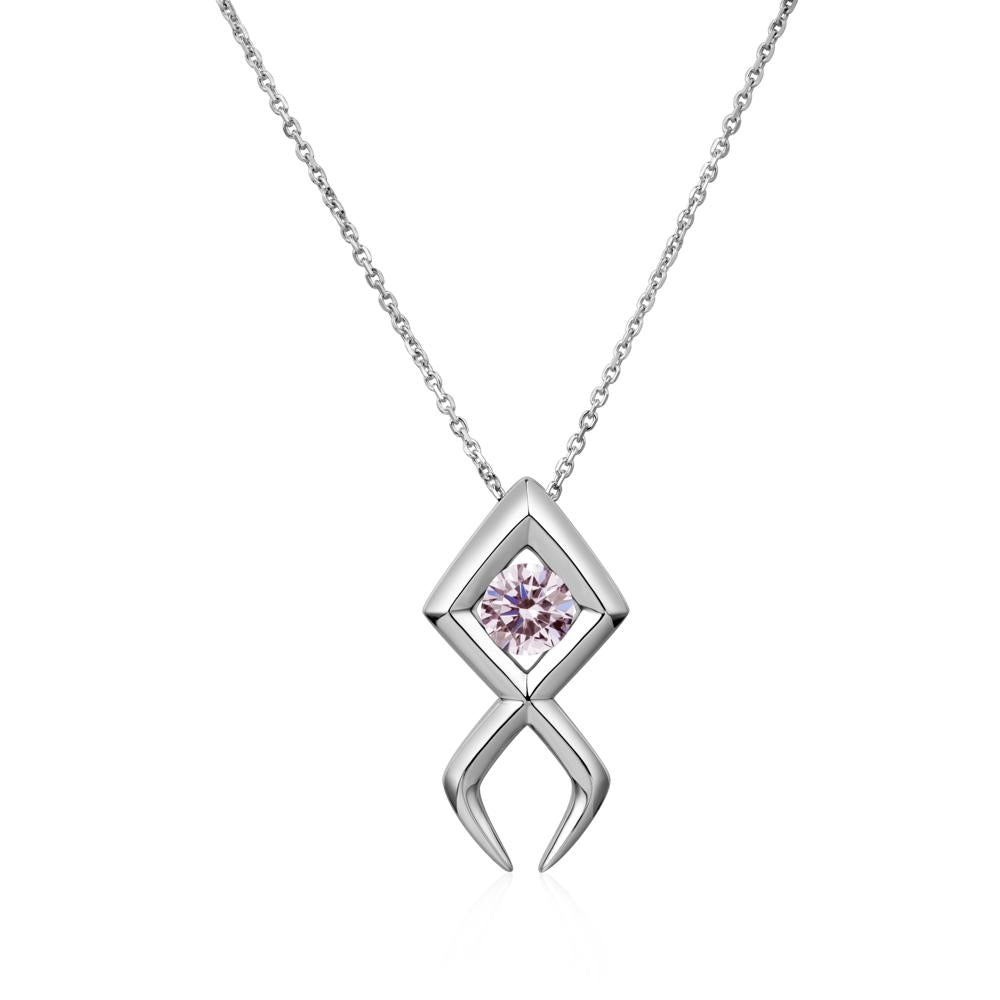 Jesus Fish Pink Cubic Zirconia Necklace | LUO Jewelry #metal_14k white gold