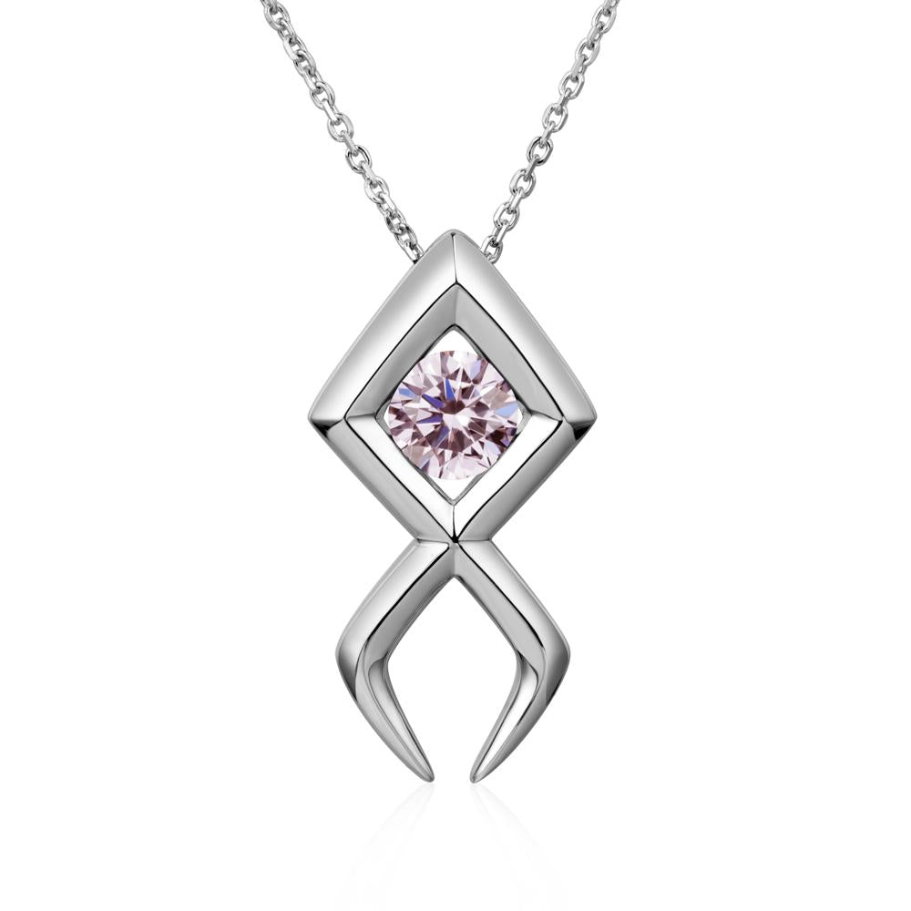 Jesus Fish Pink Cubic Zirconia Necklace - LUO Jewelry #metal_14k white gold